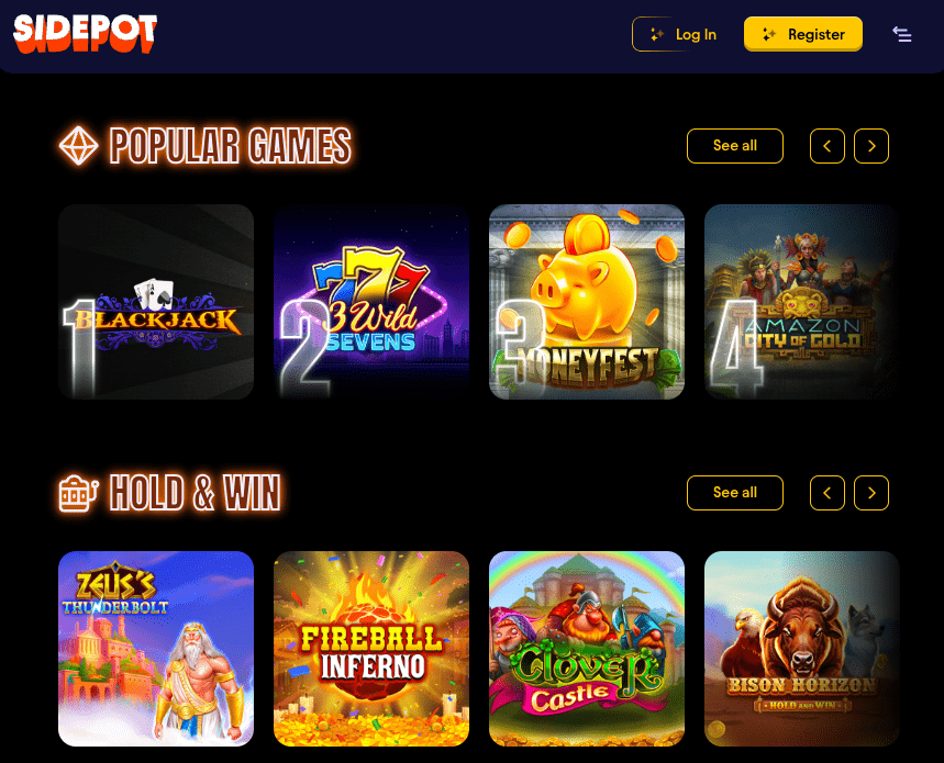 Sidepot Casino Games